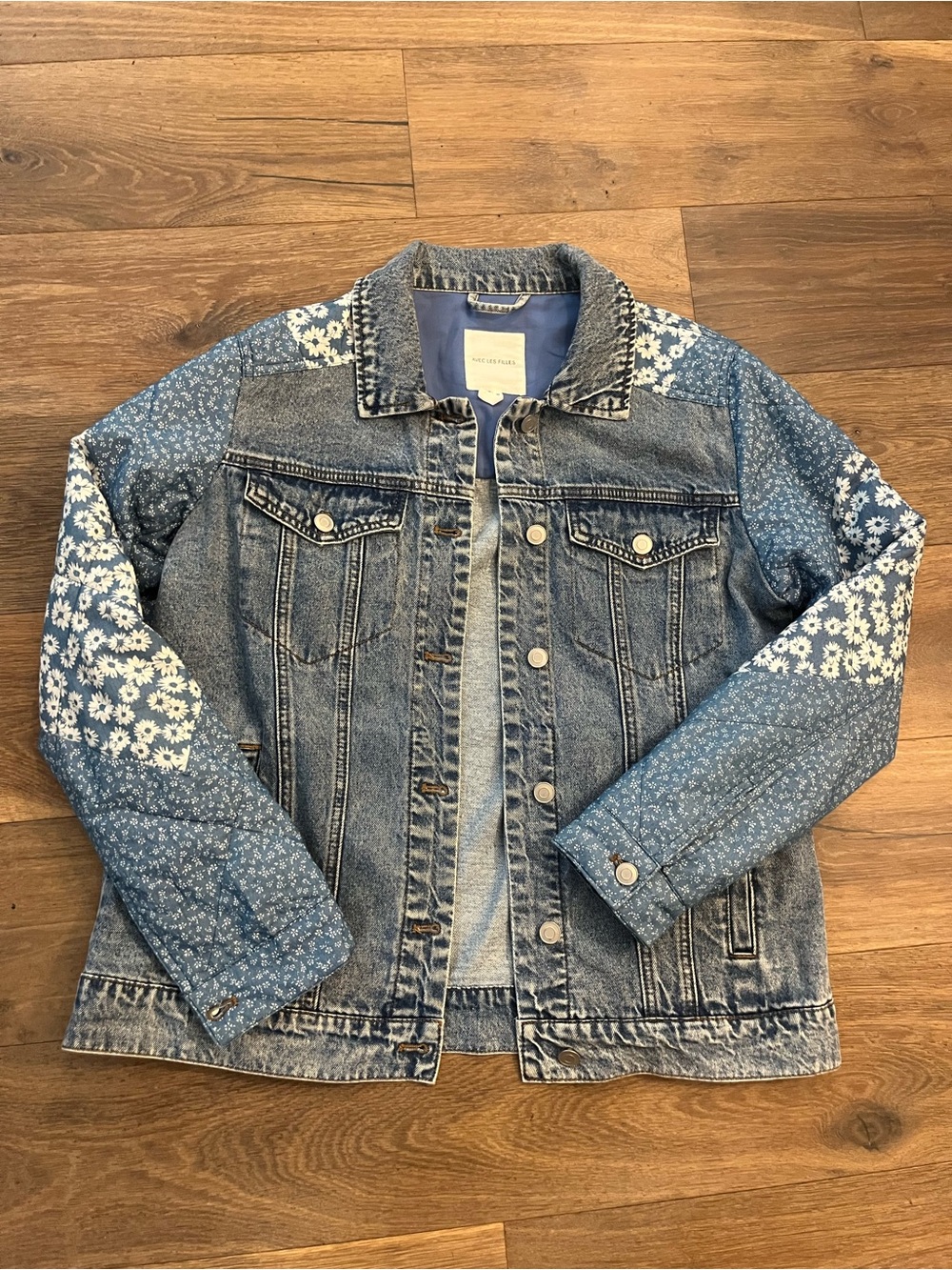 Avec Les Filles Patchwork Denim Jacket Anthropologie Size M